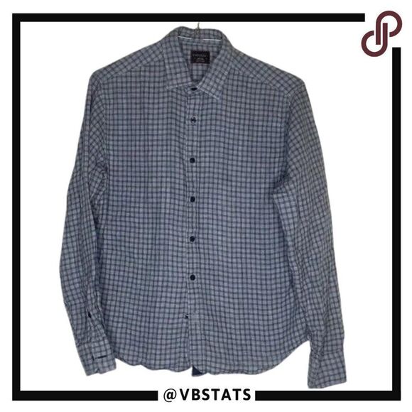 UNTUCKit Blue and White Plaid Long Sleeve Button Down Cotton Shirt Size Medium - Picture 1 of 5